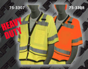 Safety Vests - ANSI Class 3 Heavy-Duty Short-Sleeve Snap Front Vests