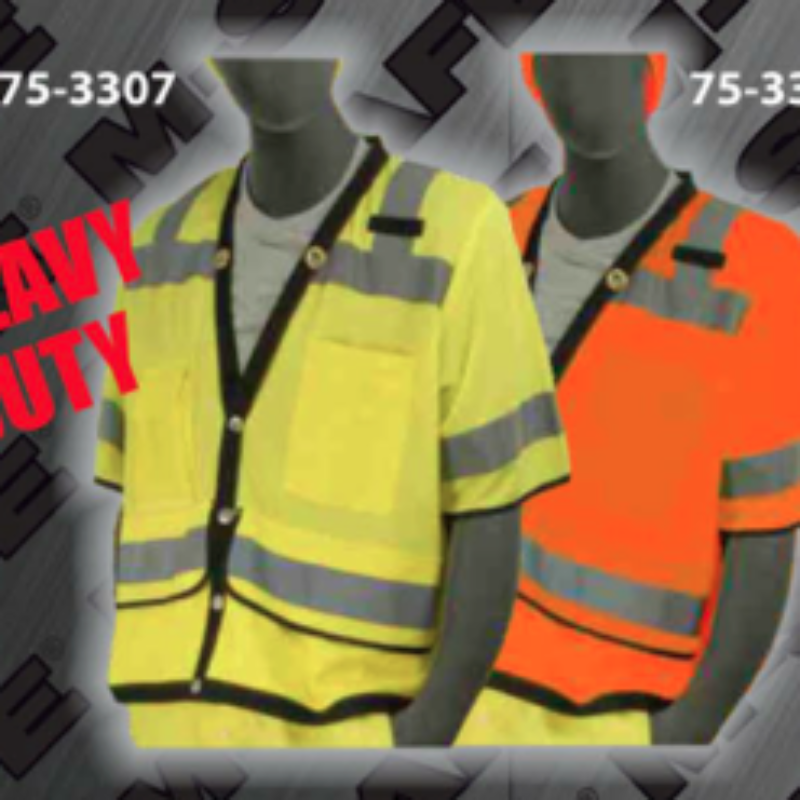 Safety Vests - ANSI Class 3 Heavy-Duty Short-Sleeve Snap Front Vests