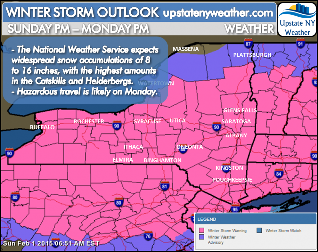 Upstate NY Weather 'Becoming Mainly Cloudy and Cold As Winter Storm Organizes with Snow Developing Into Tonight'