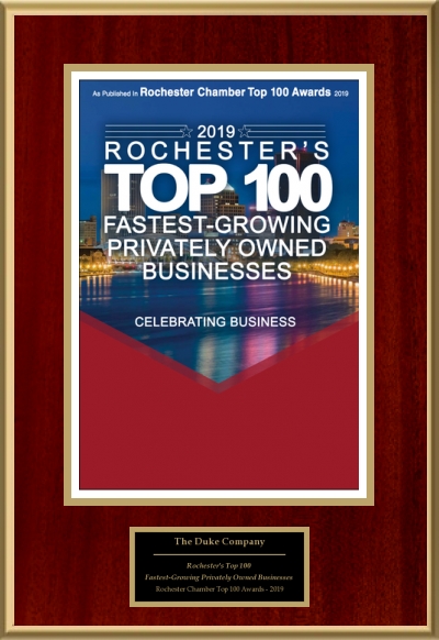 Duke Rentals and The Duke Company - Proud to Be Named to Rochesters Top 100 Fastest Growing Privately Owned Businesses - Equipment Rental, Building Supplies, Concrete Forms